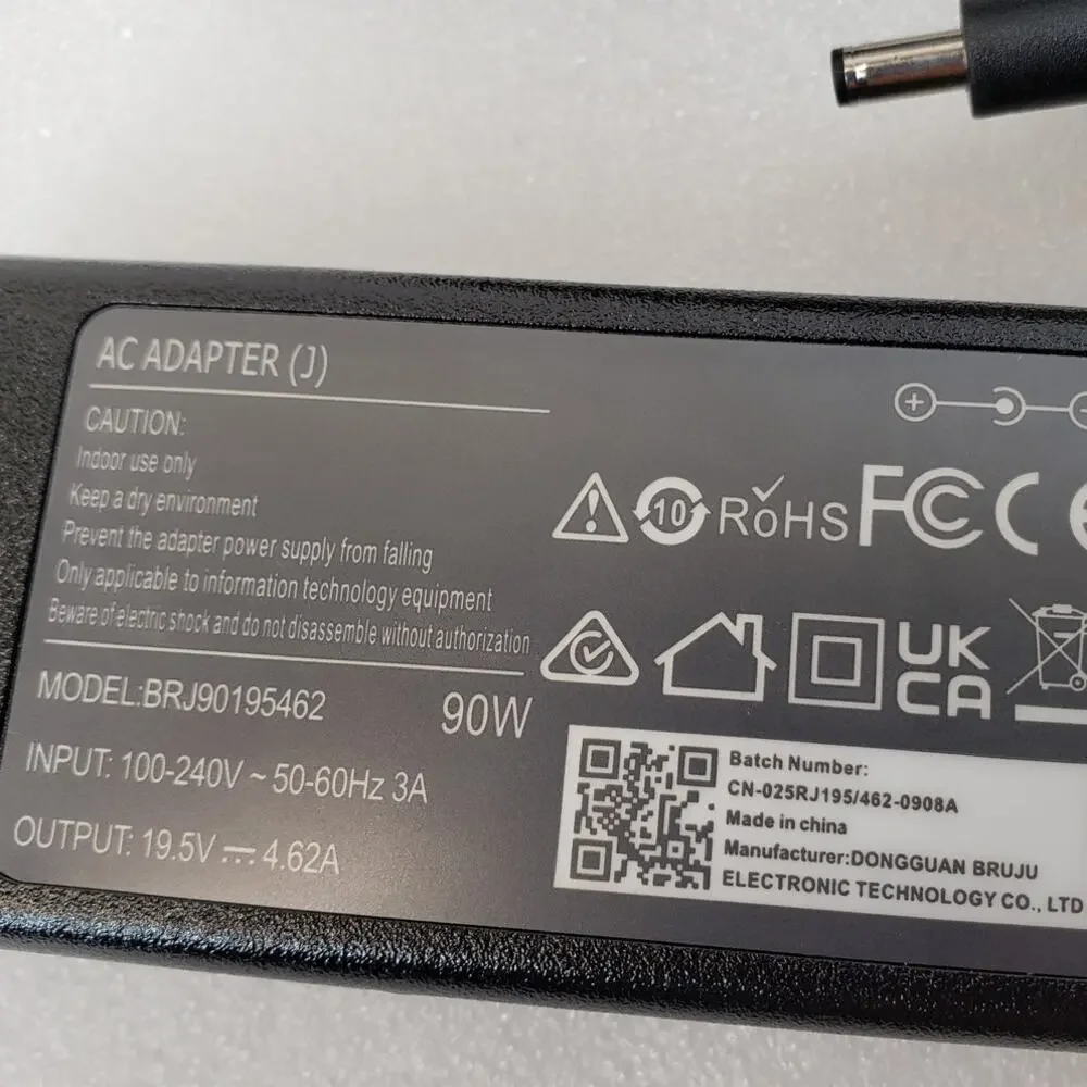 90W AC Power Adapter Charger (19.5V, 4.62A) with DC Adapter Cable BRJ90195462
